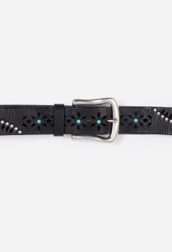 Hot Johnny Was Arco Italian Leather Belt Black