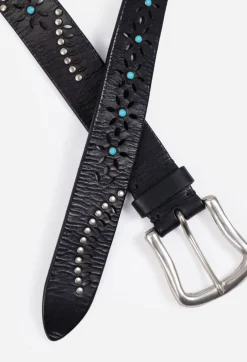 Hot Johnny Was Arco Italian Leather Belt Black