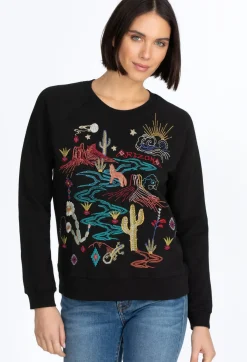 New Johnny Was Arizona Raglan Sweatshirt Black