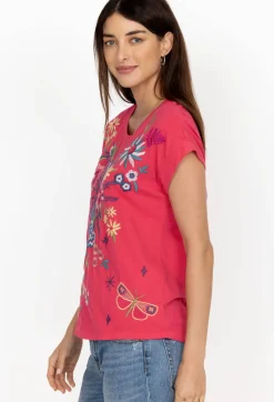 Sale Johnny Was Arla Relaxed T-Shirt Rose Red