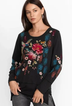 Best Johnny Was Ashira Raw Seam Long Sleeve Tee Black