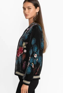 Clearance Johnny Was Ashira Velvet Snap Front Bomber Jacket Black