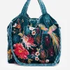 Hot Johnny Was Ashira Velvet Tote Bag Deep Teal