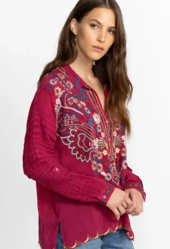Johnny Was Aubrette Blouse Rumba Red
