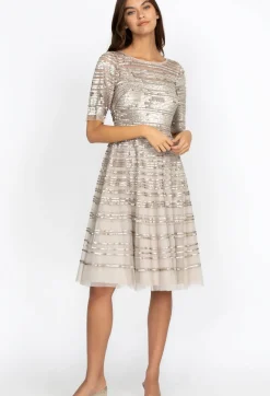 Hot Johnny Was Beaded Mesh Dress Champagne