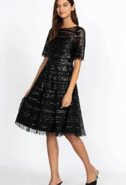 Outlet Johnny Was Beaded Mesh Dress Black