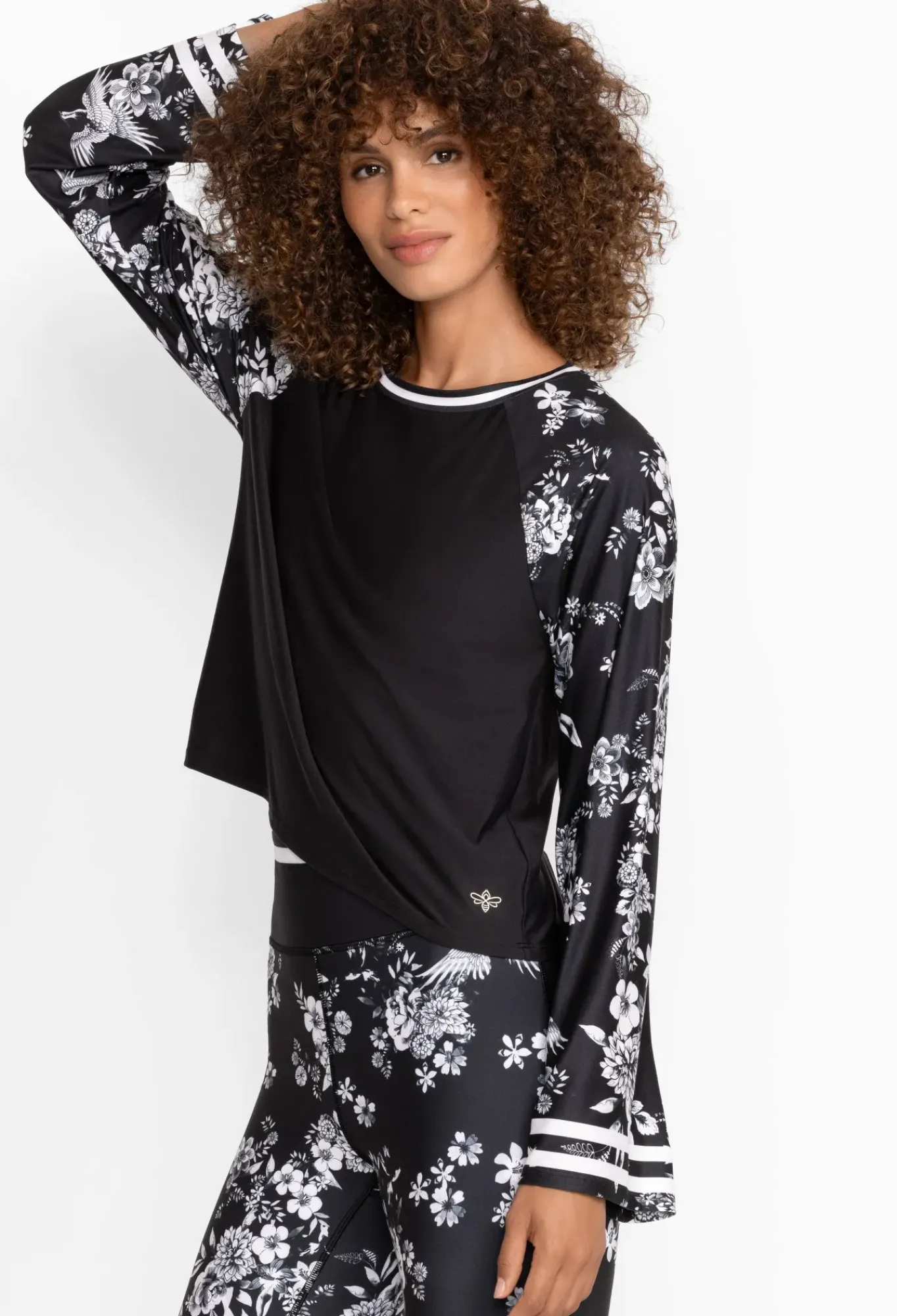 Johnny Was Bee Active Kimono Sleeve Swing Tee Charcoal Dreamer