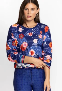 Clearance Johnny Was Bee Active Ruched Raglan Sleeve Pullover Pajaro