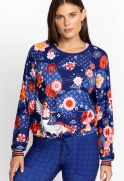 Clearance Johnny Was Bee Active Ruched Raglan Sleeve Pullover Pajaro