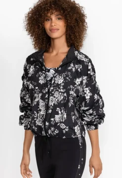 Johnny Was Bee Active Ruched Sleeve Parachute Jacket Charcoal Dreamer