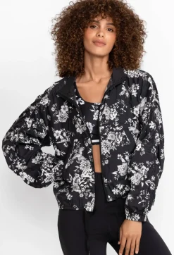 Johnny Was Bee Active Ruched Sleeve Parachute Jacket Charcoal Dreamer