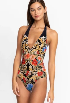 Clearance Johnny Was Black Royal Halter One Piece Multi