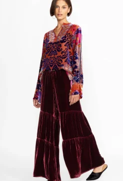Best Johnny Was Black Velvet Tiered Wide Leg Pant Dark Spice