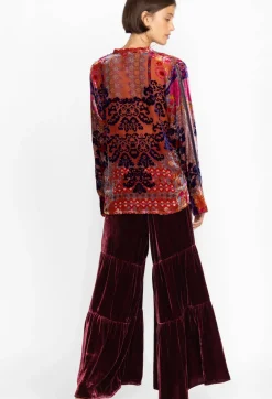 Best Johnny Was Black Velvet Tiered Wide Leg Pant Dark Spice