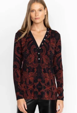 Hot Johnny Was Button Neck L/S Tee Mayla