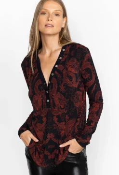 Hot Johnny Was Button Neck L/S Tee Mayla