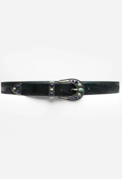 Outlet Johnny Was Calcolo Italian Leather Belt Navy