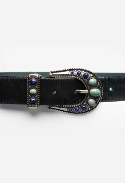 Outlet Johnny Was Calcolo Italian Leather Belt Navy