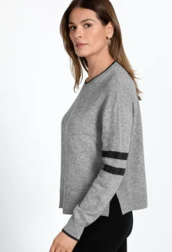 Johnny Was Calme Stripe Pullover Heather Grey