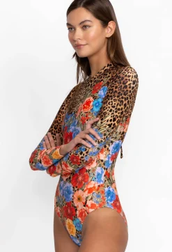 Online Johnny Was Cheetah Cross Over Neck Surf One Piece Multi