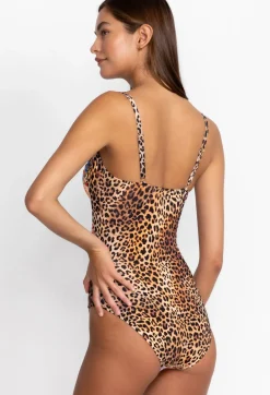 New Johnny Was Cheetah Ruched One Piece Multi