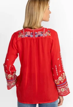 Best Johnny Was Coriander Blouse Mars Red