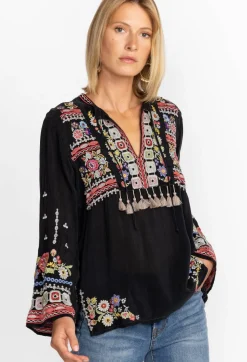 Discount Johnny Was Coriander Blouse Sanded Black
