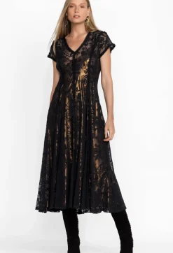 Johnny Was Dina Mesh Midi Dress Black