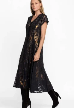 Johnny Was Dina Mesh Midi Dress Black