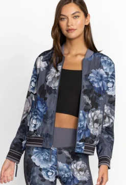 New Johnny Was Drop Shoulder Bomber Jacket Grey Peony