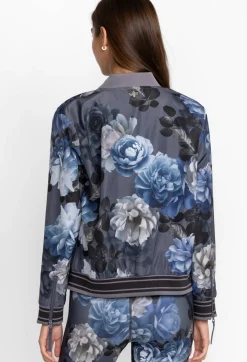 New Johnny Was Drop Shoulder Bomber Jacket Grey Peony