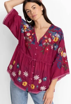 Hot Johnny Was Edith Blouse Rumba Red