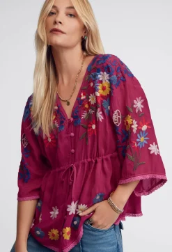 Hot Johnny Was Edith Blouse Rumba Red
