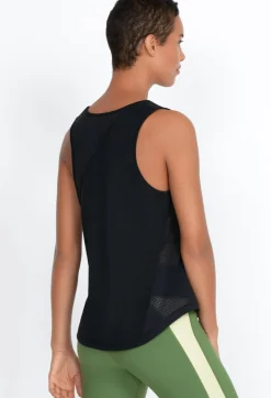 Discount Johnny Was Effect Mesh Contrast Tank Jet Black