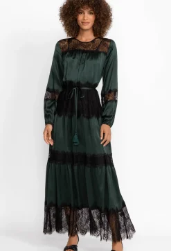 Hot Johnny Was Ellie Lace Tiered Lace Maxi Dress Emerald Green