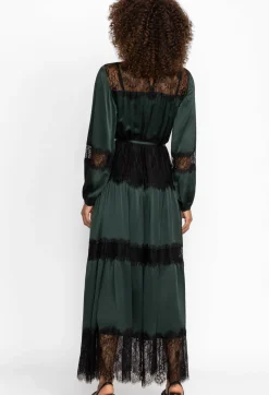 Hot Johnny Was Ellie Lace Tiered Lace Maxi Dress Emerald Green