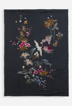 Johnny Was Emiko Throw Blanket Charcoal Grey