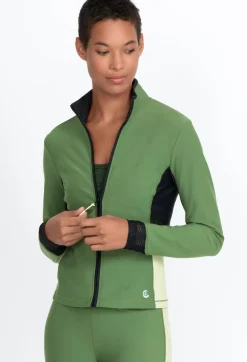 Clearance Johnny Was Endurance Mesh Zip Jacket Bronze Green