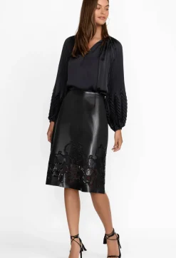 Best Johnny Was Enid Vegan Leather Midi Skirt Black