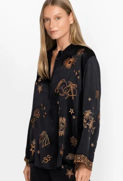 Sale Johnny Was Estrella Kimono Sleeve Oversized Shirt Black