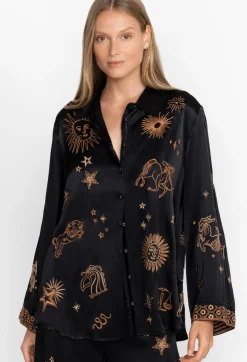 Sale Johnny Was Estrella Kimono Sleeve Oversized Shirt Black