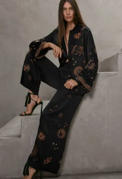 Sale Johnny Was Estrella Kimono Sleeve Oversized Shirt Black