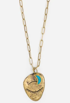 Best Johnny Was Evil Eye And Moon Charm Necklace Brass