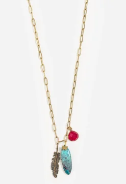 Outlet Johnny Was Feather Charm Necklace Multi