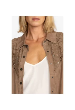 Sale Johnny Was Fiore Suede Western Shacket Tortora