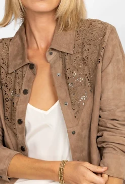Sale Johnny Was Fiore Suede Western Shacket Tortora
