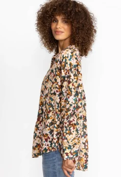 Outlet Johnny Was Floral Half Placket Button Top Multi