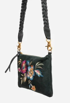 Clearance Johnny Was Floreale Italian Suede Clutch Crossbody Dunkel