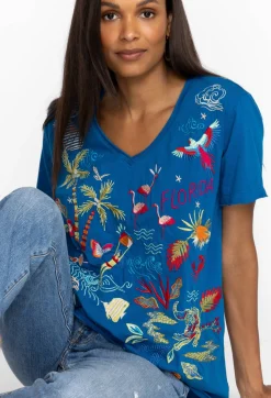 Clearance Johnny Was Florida Everyday Tee Mykonos Blue