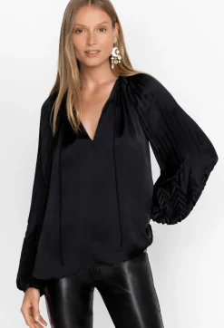 New Johnny Was Gemma Pleated Blouse Black